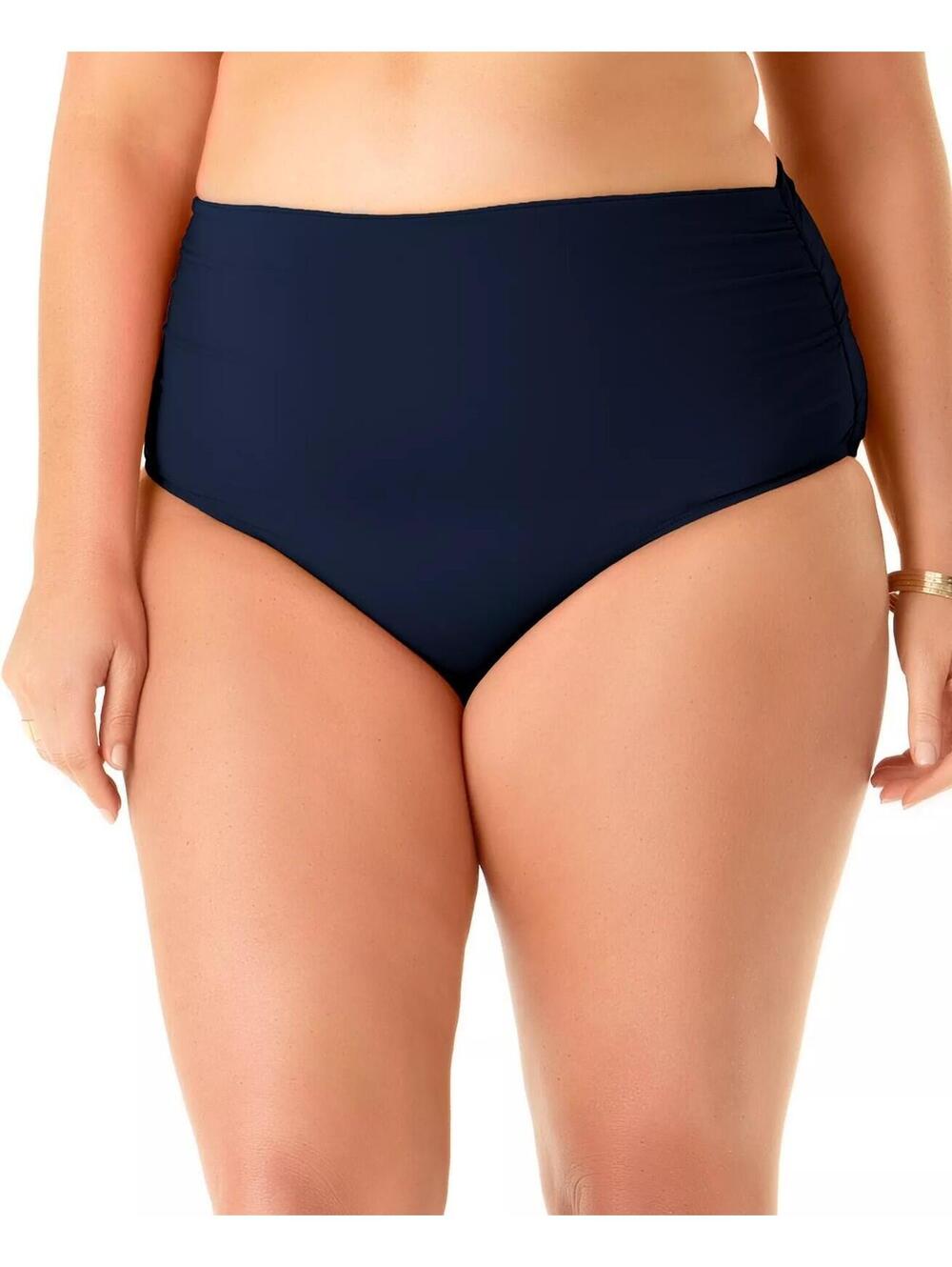 64$ Anne Cole High-Waist Swim Bikini Bottoms Women's Plus Size 18W Navy Blue
